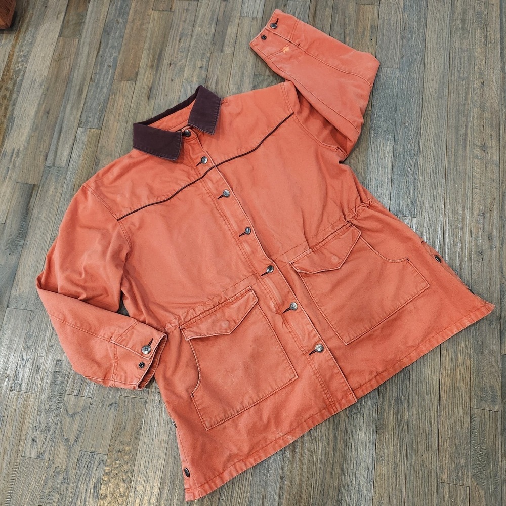 VTG Walls Authentic‎ Ranch Wear Heavy Canvas Orange Chore Coat Jacket Mens XL